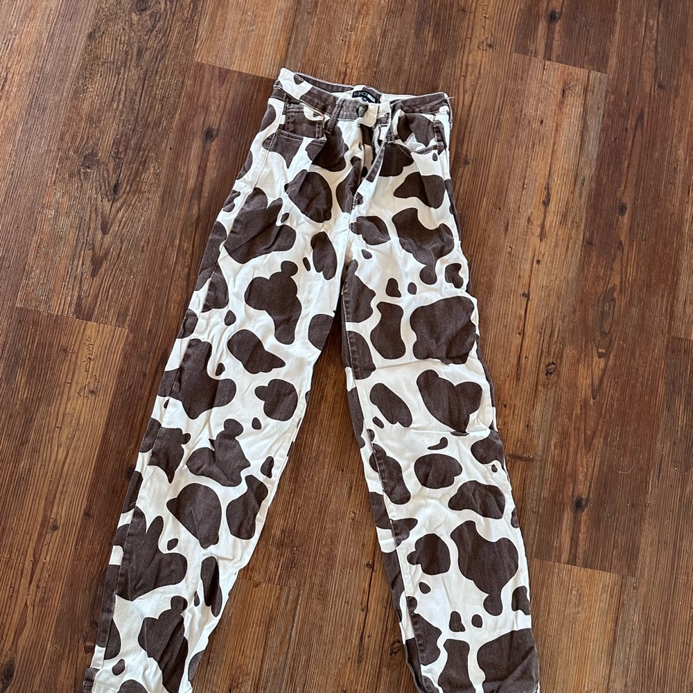 Fashion Nova Brown and Cream Patterned Pants